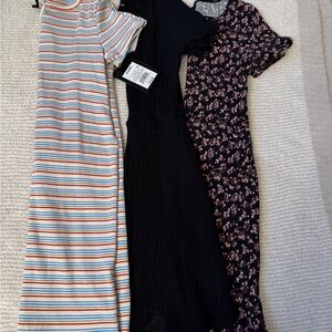 Art Class Women's Midi Dresses - Striped, Black, Floral